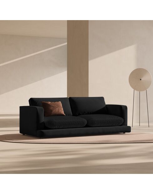 Canapé en Velours Daphne 3 Places Noir - 210x105x86 cm