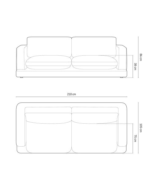 Canapé Daphne 3 Places Vert mousse - 210x105x86 cm