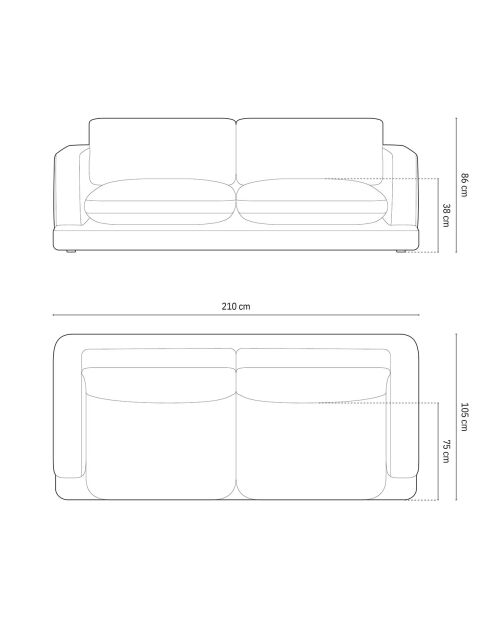 Canapé Daphne 3 Places Noir - 210x105x86 cm