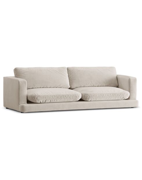 Canapé en Velours Daphne 4 Places Beige Clair - 240x105x86 cm