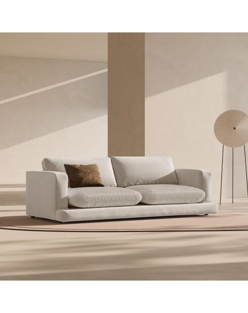 Canapé en Velours Daphne 4 Places Beige Clair - 240x105x86 cm