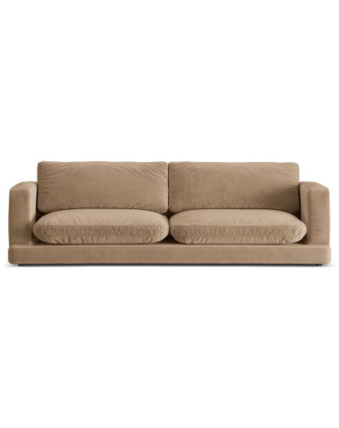 Canapé en Velours Daphne 4 Places Beige Foncé - 240x105x86 cm