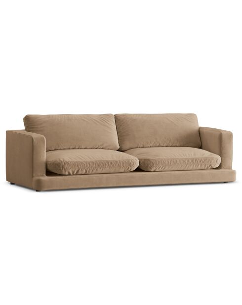 Canapé en Velours Daphne 4 Places Beige Foncé - 240x105x86 cm