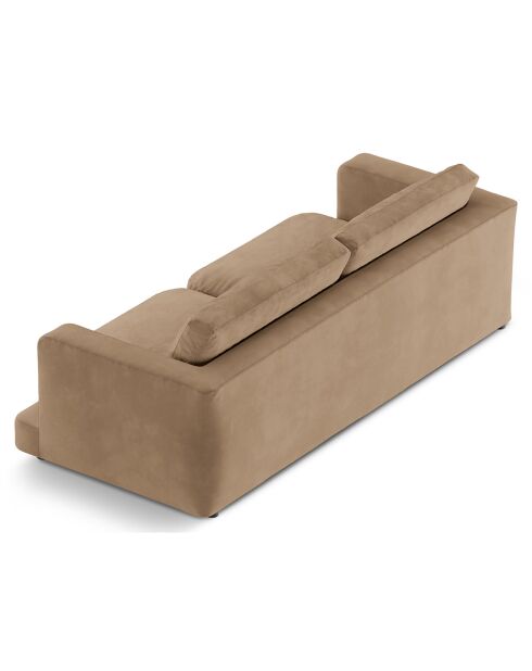 Canapé en Velours Daphne 4 Places Beige Foncé - 240x105x86 cm