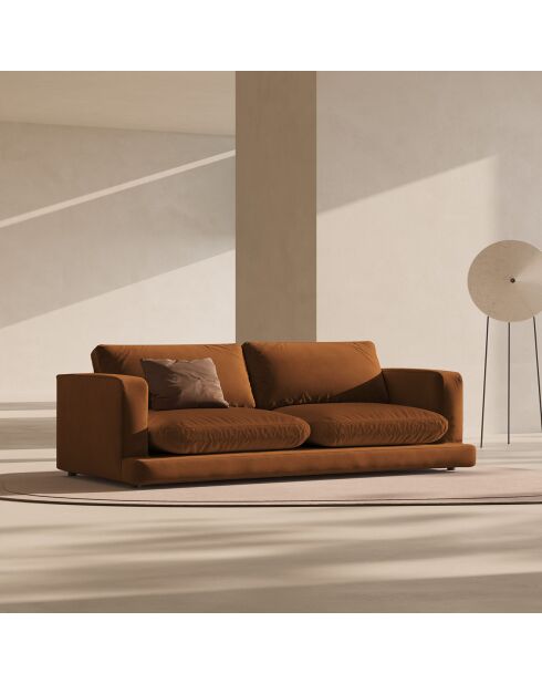 Canapé en Velours Daphne 4 Places Terracotta - 240x105x86 cm