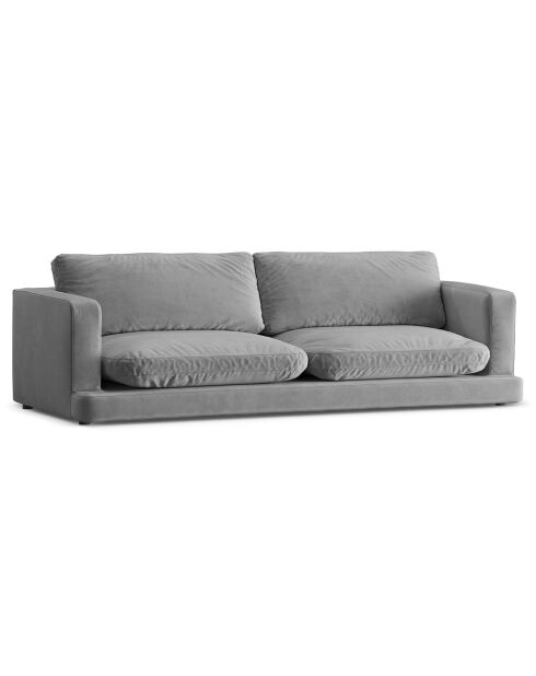 Canapé en Velours Daphne 4 Places Gris Clair - 240x105x86 cm