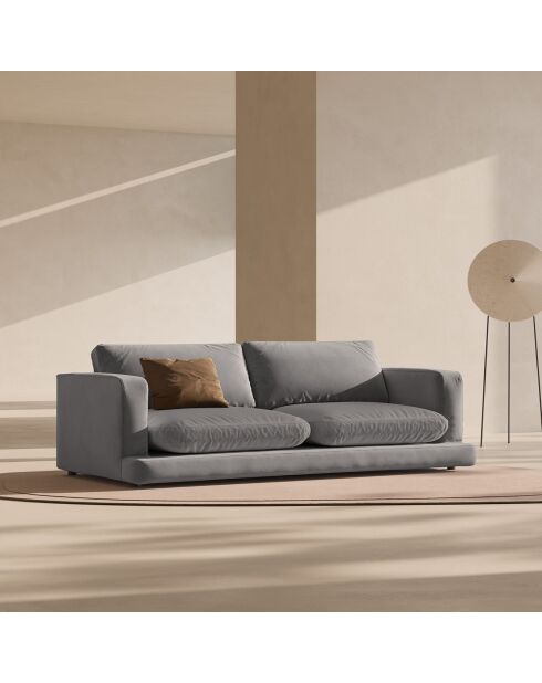 Canapé en Velours Daphne 4 Places Gris Clair - 240x105x86 cm