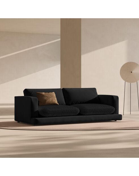 Canapé en Velours Daphne 4 Places Noir - 240x105x86 cm