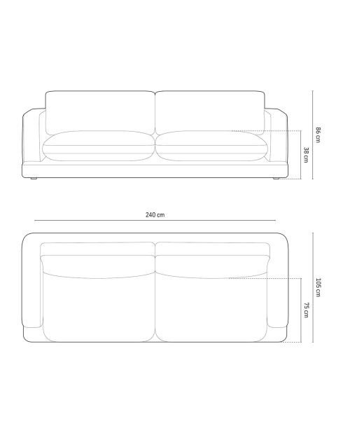Canapé Daphne 4 Places Bleu Marine - 240x105x86 cm