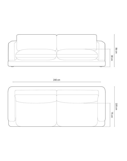 Canapé Daphne 4 Places Gris Foncé - 240x105x86 cm