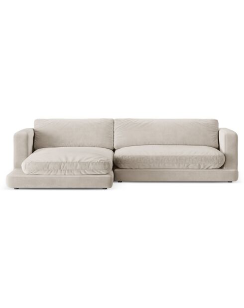 Canapé d'angle Gauche en Velours Daphne 4 Places Beige Clair - 270x170x86 cm