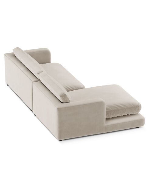 Canapé d'angle Gauche en Velours Daphne 4 Places Beige Clair - 270x170x86 cm