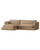 Canapé d'angle Gauche en Velours Daphne 4 Places Beige Foncé - 270x170x86 cm