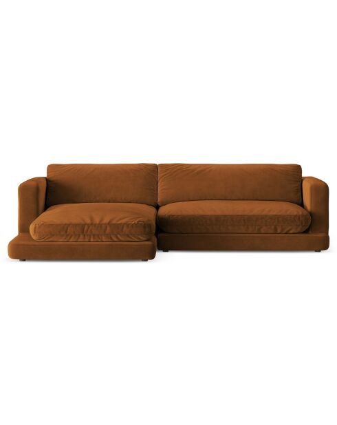 Canapé d'angle Gauche en Velours Daphne 4 Places Terracotta - 270x170x86 cm