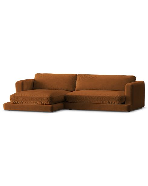 Canapé d'angle Gauche en Velours Daphne 4 Places Terracotta - 270x170x86 cm