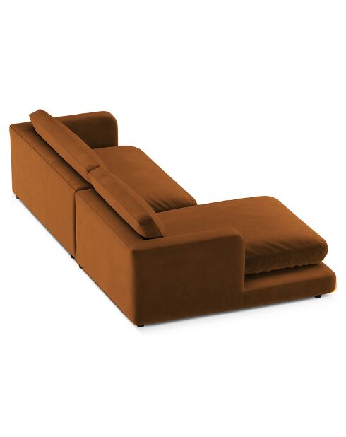 Canapé d'angle Gauche en Velours Daphne 4 Places Terracotta - 270x170x86 cm