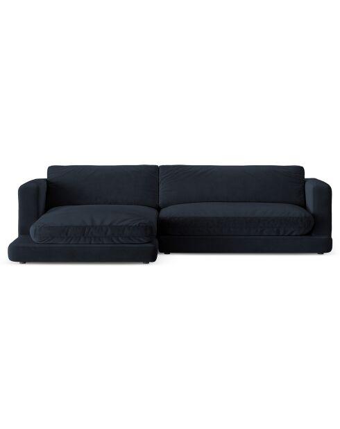 Canapé d'angle Gauche en Velours Daphne 4 Places Bleu Foncé - 270x170x86 cm