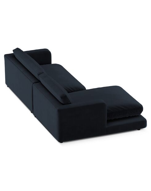 Canapé d'angle Gauche en Velours Daphne 4 Places Bleu Foncé - 270x170x86 cm