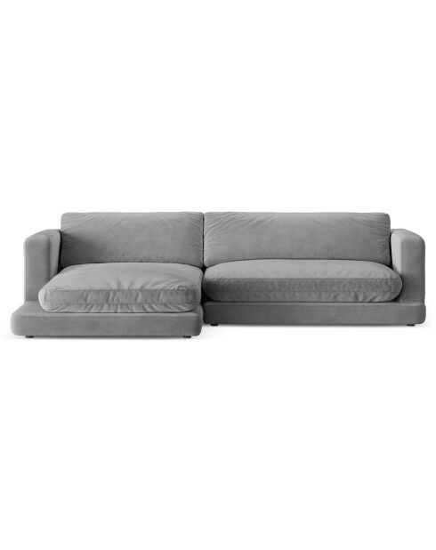 Canapé d'angle Gauche en Velours Daphne 4 Places Gris Clair - 270x170x86 cm