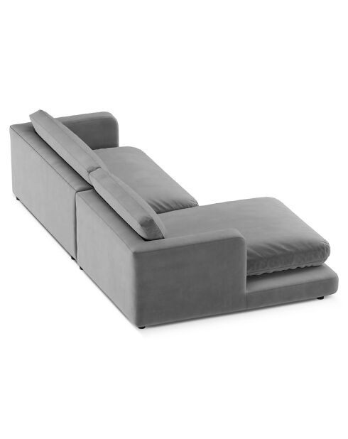 Canapé d'angle Gauche en Velours Daphne 4 Places Gris Clair - 270x170x86 cm