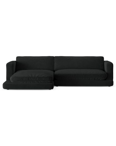 Canapé d'angle Gauche en Velours Daphne 4 Places Noir - 270x170x86 cm