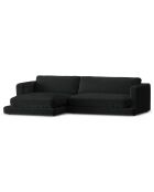 Canapé d'angle Gauche en Velours Daphne 4 Places Noir - 270x170x86 cm
