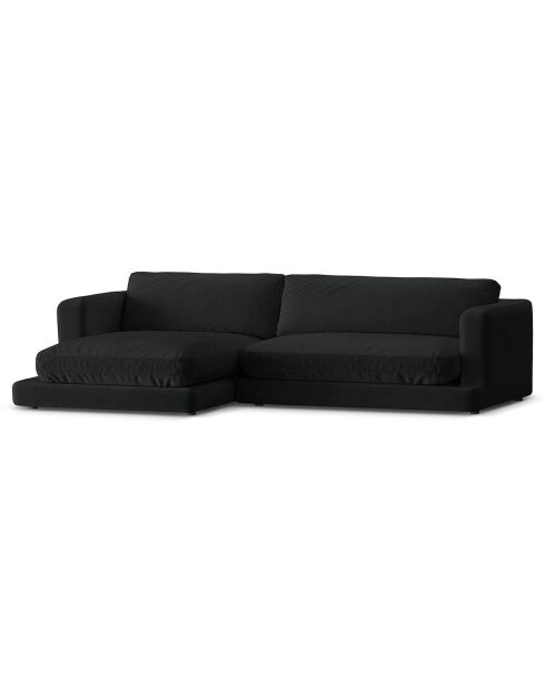 Canapé d'angle Gauche en Velours Daphne 4 Places Noir - 270x170x86 cm