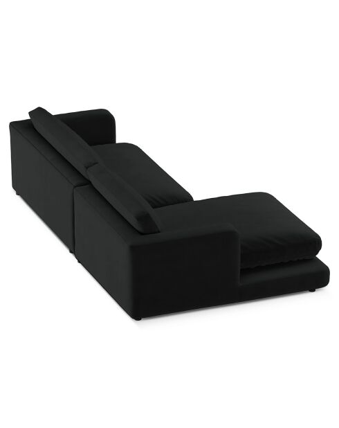 Canapé d'angle Gauche en Velours Daphne 4 Places Noir - 270x170x86 cm