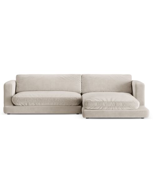 Canapé d'angle droit en Velours Daphne 4 Places Beige Clair - 270x170x86 cm