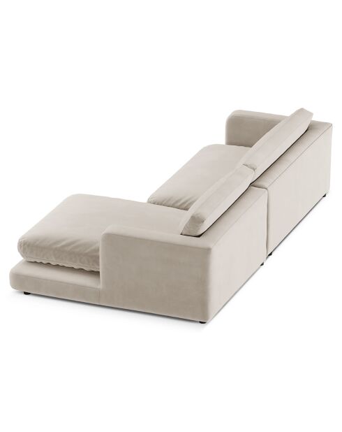 Canapé d'angle droit en Velours Daphne 4 Places Beige Clair - 270x170x86 cm