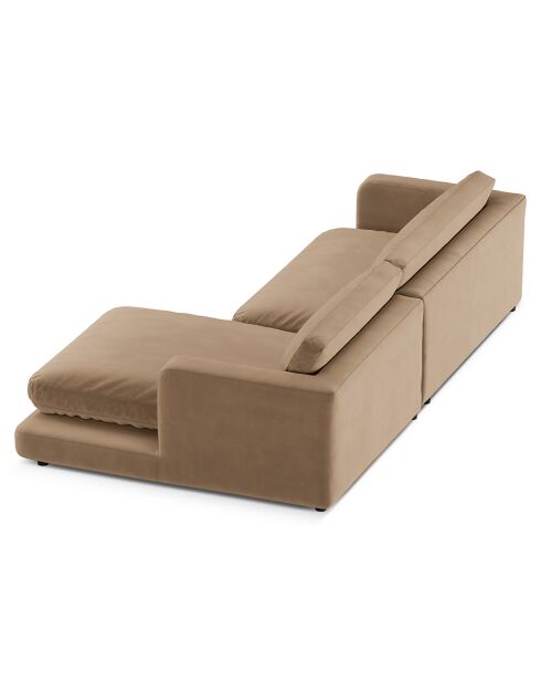 Canapé d'angle droit en Velours Daphne 4 Places Beige Foncé - 270x170x86 cm