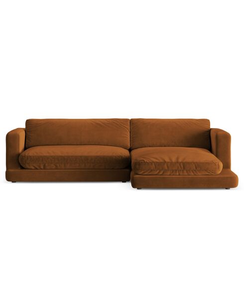 Canapé d'angle droit en Velours Daphne 4 Places Terracotta - 270x170x86 cm