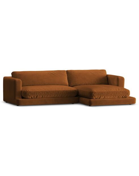 Canapé d'angle droit en Velours Daphne 4 Places Terracotta - 270x170x86 cm
