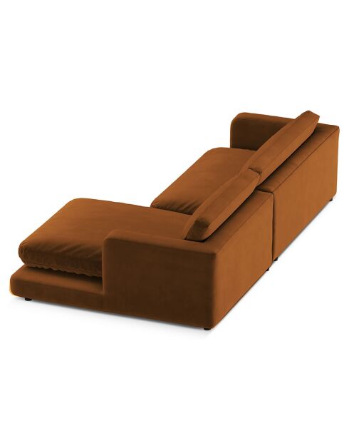 Canapé d'angle droit en Velours Daphne 4 Places Terracotta - 270x170x86 cm