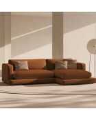 Canapé d'angle droit en Velours Daphne 4 Places Terracotta - 270x170x86 cm