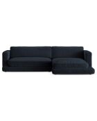 Canapé d'angle droit en Velours Daphne 4 Places Bleu Foncé - 270x170x86 cm