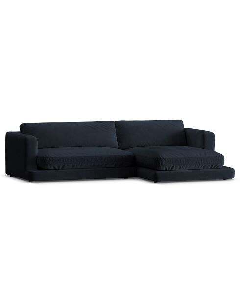 Canapé d'angle droit en Velours Daphne 4 Places Bleu Foncé - 270x170x86 cm