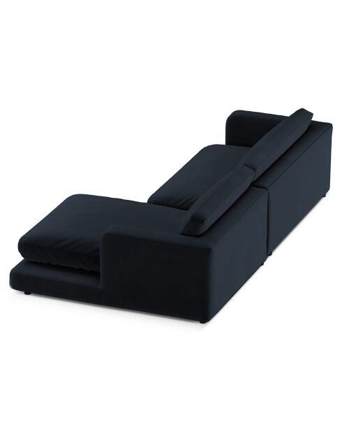 Canapé d'angle droit en Velours Daphne 4 Places Bleu Foncé - 270x170x86 cm