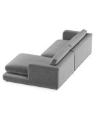 Canapé d'angle droit en Velours Daphne 4 Places Gris Clair - 270x170x86 cm