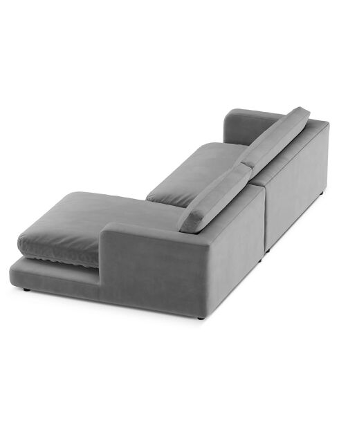Canapé d'angle droit en Velours Daphne 4 Places Gris Clair - 270x170x86 cm