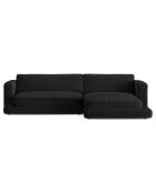 Canapé d'angle droit en Velours Daphne 4 Places Noir - 270x170x86 cm