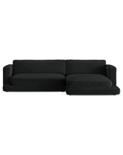 Canapé d'angle droit en Velours Daphne 4 Places Noir - 270x170x86 cm