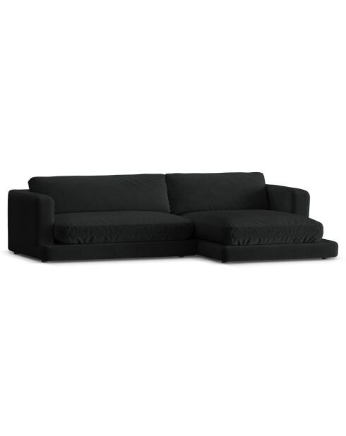 Canapé d'angle droit en Velours Daphne 4 Places Noir - 270x170x86 cm