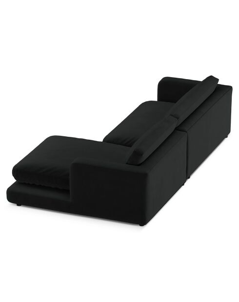 Canapé d'angle droit en Velours Daphne 4 Places Noir - 270x170x86 cm