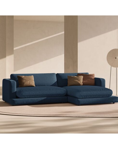 Canapé d'angle droit Daphne 4 Places Bleu Marine - 270x170x86 cm