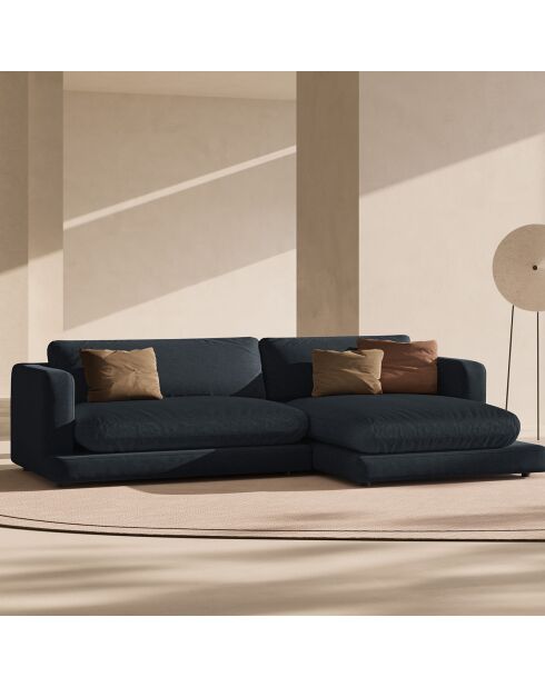 Canapé d'angle droit Daphne 4 Places Noir - 270x170x86 cm