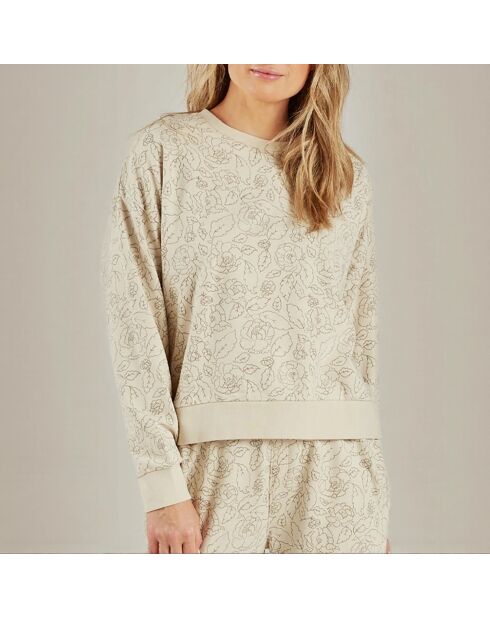 Sweat Fleurs crème