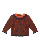 Maglione in misto lana ricamato in quercia caramellata