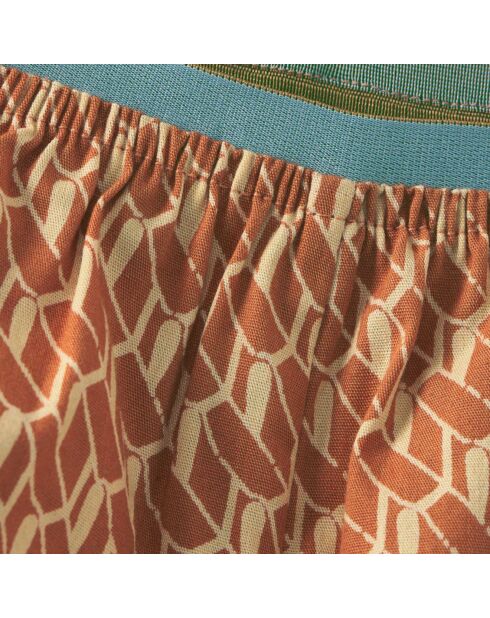 Short en Popeline de Coton Oleander abricot