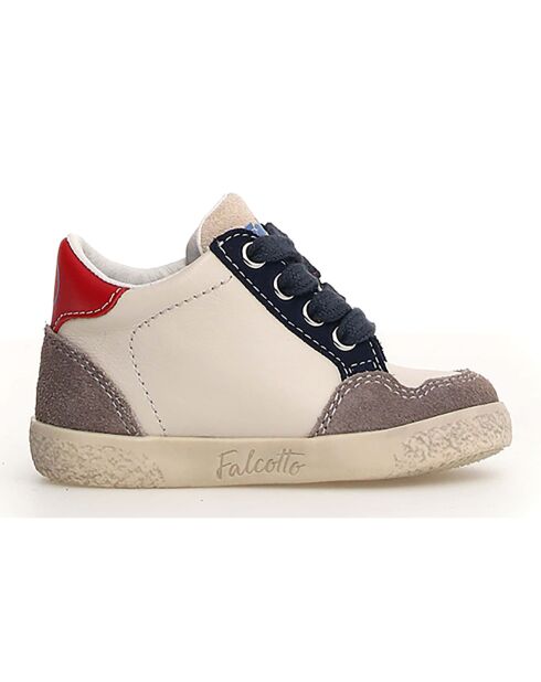 Donkergrijze/melk/marineblauwe Alnoite lederen sneakers